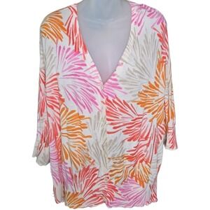 Lane Bryant Womens Tropical Cardigan Size 22/24 Sweater Resort Vacation Cruise